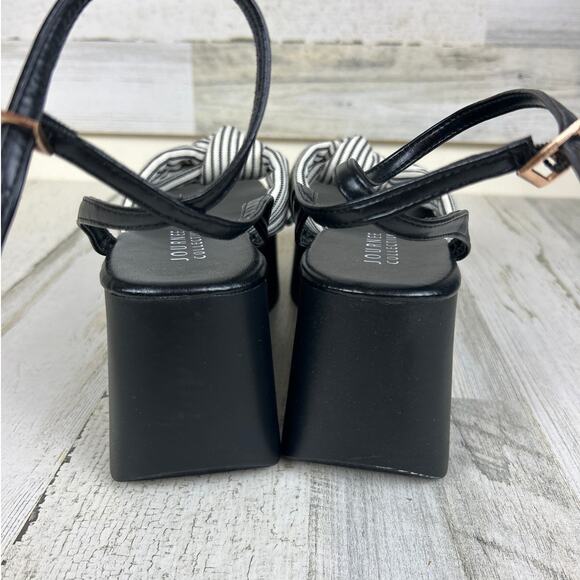 Journee Collection Womens 9.5 Lailee Black White Buckle Platform Sandals NEW - Picture 5 of 8